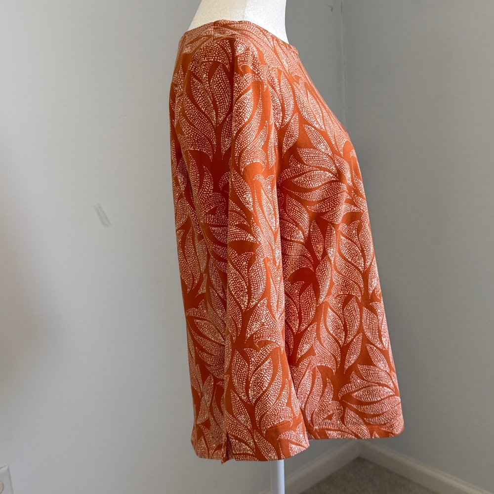 Chico’s Orange Leaf Print Women's Top SZ 1 - Picture 12 of 13